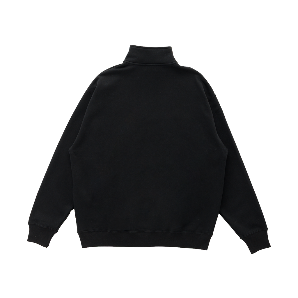 EMBROIDERED LOGO HALF ZIP SWEAT BLACK