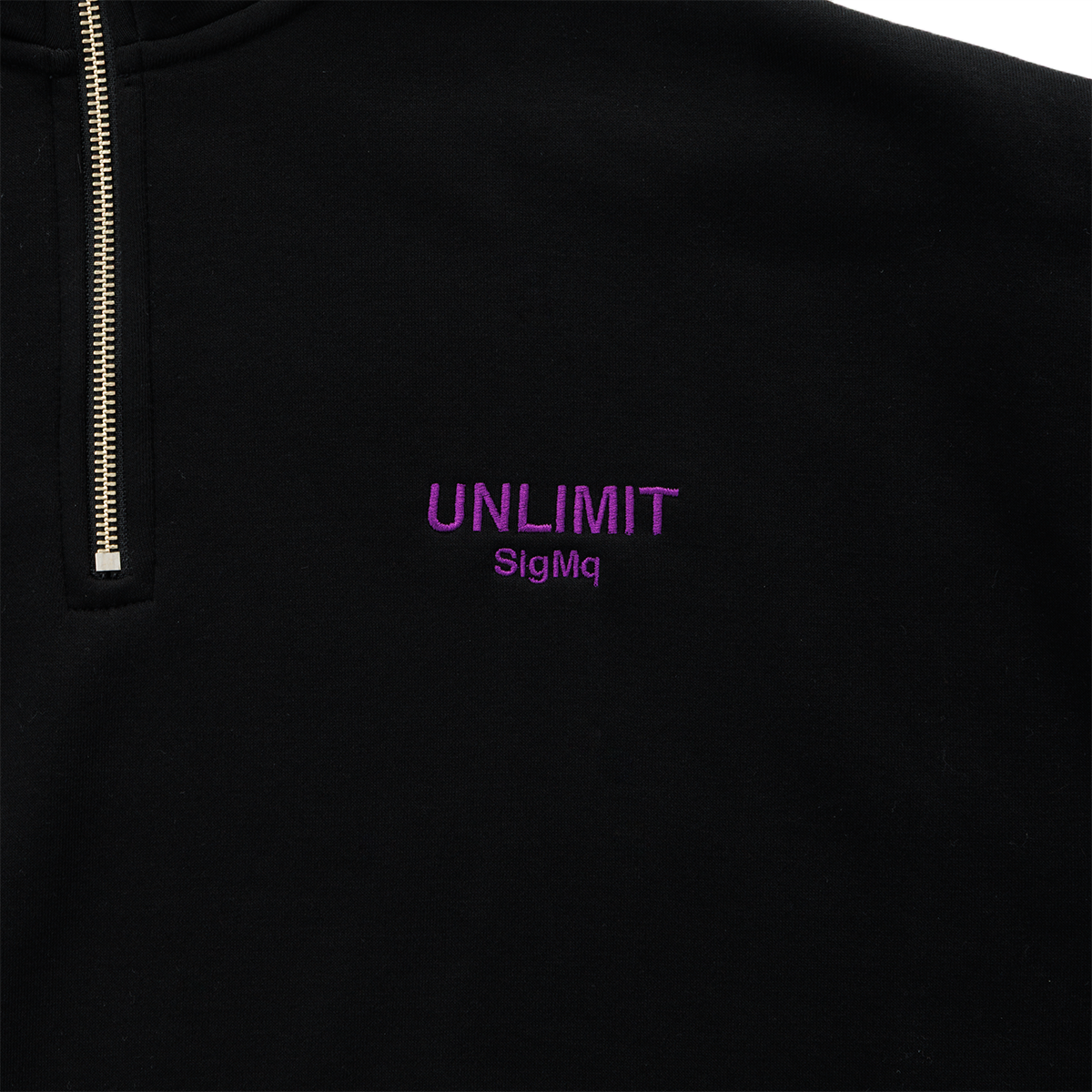 EMBROIDERED LOGO HALF ZIP SWEAT BLACK