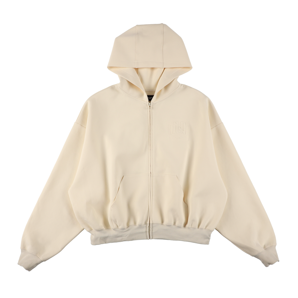 EMBOSS LOGO HOODIE  ECRU