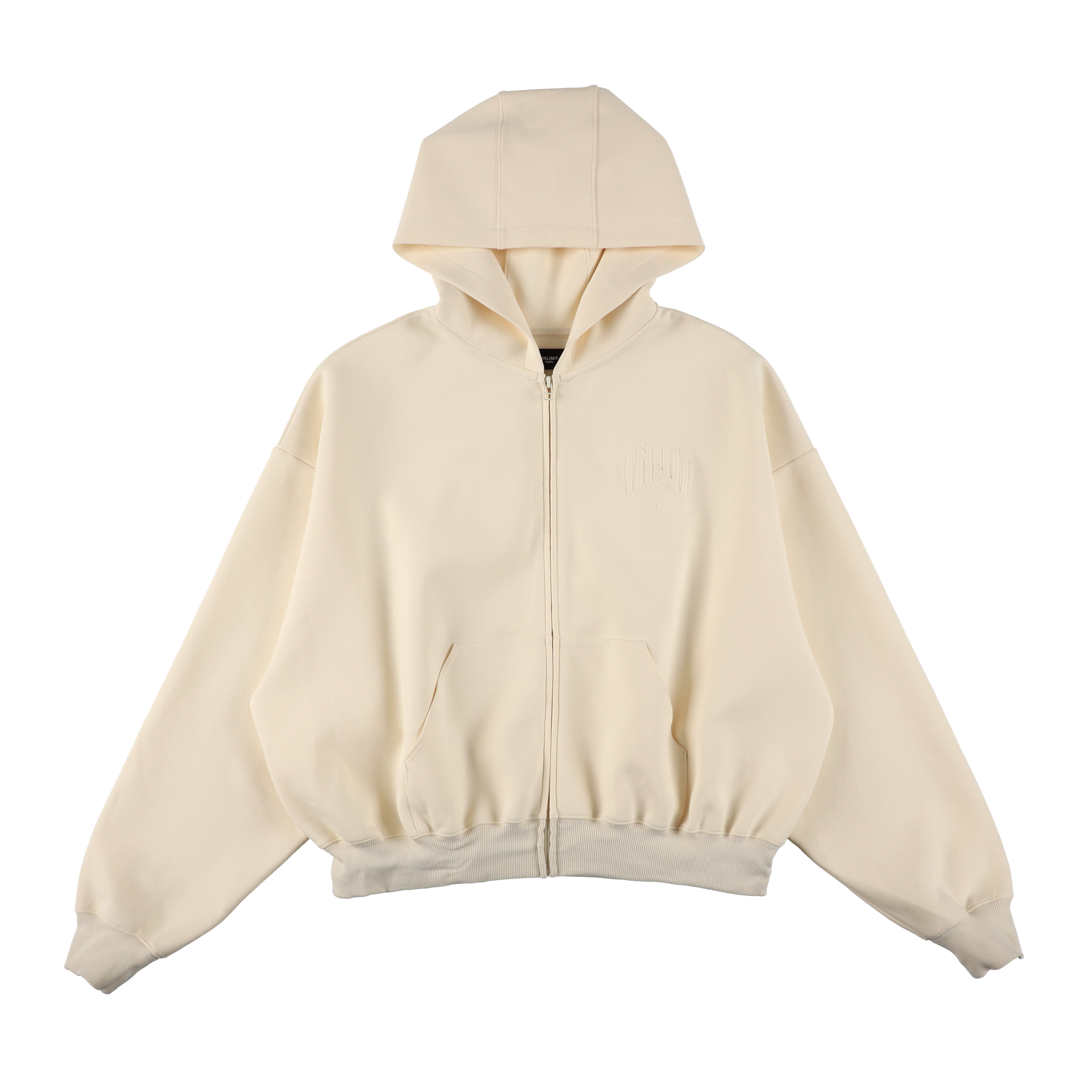 EMBOSS LOGO HOODIE  ECRU