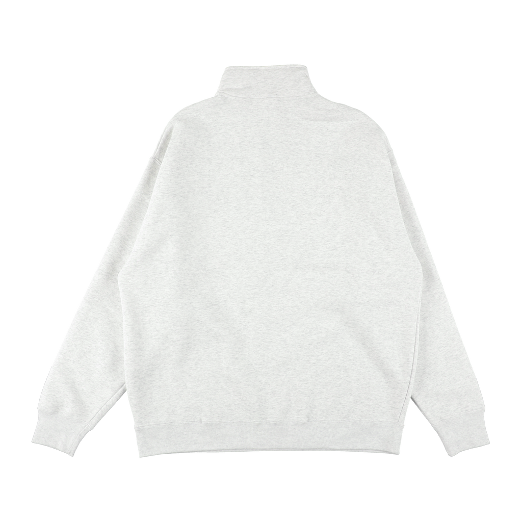 EMBROIDERED LOGO HALF ZIP SWEAT GRAY