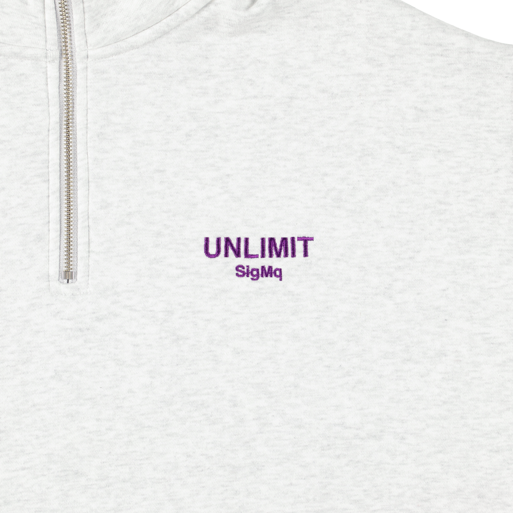 EMBROIDERED LOGO HALF ZIP SWEAT GRAY